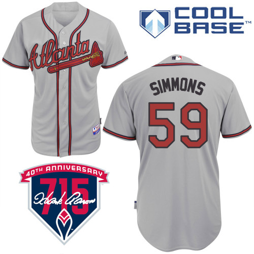 Shae Simmons #59 MLB Jersey-Atlanta Braves Men's Authentic Road Gray Cool Base Baseball Jersey